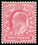 Stamp of Great Britain » King Edward VII » 1902-10 De La Rue Issues 1906 1d Colour trial in carmine-red on Crown watermarked paper, perf.14, printed from a special plate of 20 electros