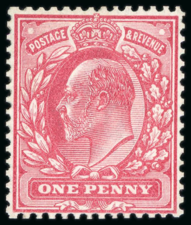 Stamp of Great Britain » King Edward VII » 1902-10 De La Rue Issues 1906 1d Colour trial in carmine-red on Crown watermarked paper, perf.14, printed from a special plate of 20 electros