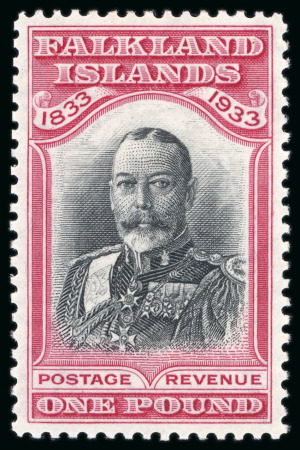 Stamp of Falkland Islands 1933 Centenary £1 black and carmine, mint l.h.