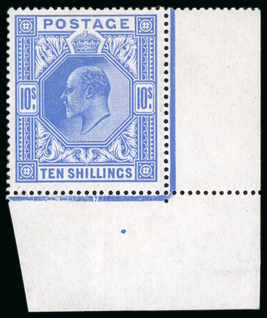 Stamp of Great Britain » King Edward VII » 1911-13 Somerset House Issues 1911-13 10s Blue mint lower right corner marginal
