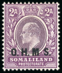 Stamp of Somaliland Protectorate Officials: 1904-05 2a dull and bright purple, wmk CA, type O3 ovpt, showing variety "no stop after M", mint