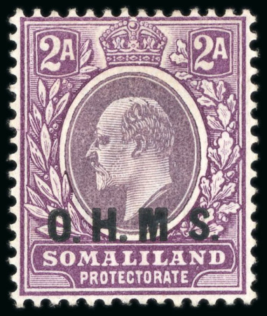 Stamp of Somaliland Protectorate Officials: 1904-05 2a dull and bright purple, wmk CA, type O3 ovpt, showing variety "no stop after M", mint