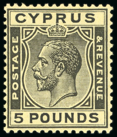 Stamp of Cyprus 1924-28 £5 black on yellow mint n.h.