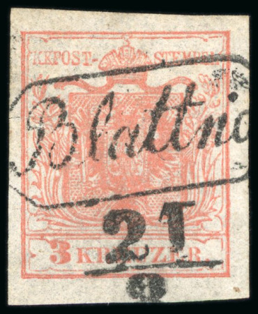 Stamp of Austria » Bohemia (Böhmen) Blattna - Bohemia (Böhmen). 1850 3kr, Müller 244a