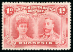 Stamp of Rhodesia 1910-13 1d bright carmine, perf. 13 1/2, unused with large part original gum