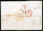 Stamp of Norway 1860 Wrapper to England franked with 1856-57 3sk vertical pair and 8sk tied by Bergen cds