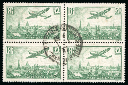 Stamp of France » Poste Aérienne 1936, Avion survolant Paris 50 francs vert, Y&T PA