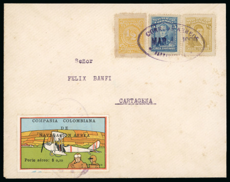 Stamp of Colombia » Airmails 1920, 10c Plane at Rest and Pilot Foreground, on cover