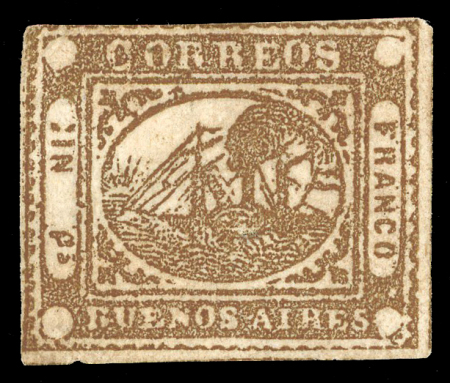 Stamp of Argentina » Buenos Aires 1858, 1p (":In") light brown, and two Sperati die proofs