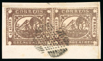 Stamp of Argentina » Buenos Aires 1858, 4r ("Cuato") brown, a choice pair though slightly