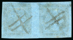 Stamp of Argentina » Corrientes 1856, 1r blue, a well margined pair cancelled and two singles on cover
