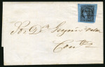 Stamp of Argentina » Corrientes 1856, 1r blue, a well margined pair cancelled and two singles on cover