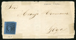 Stamp of Argentina » Corrientes 1856, 1r blue, a well margined pair cancelled and two singles on cover