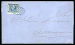 Stamp of Argentina » Buenos Aires 1859, 1p blue, two single frankings on covers, one addressed to Paraguay