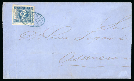 Stamp of Argentina » Buenos Aires 1859, 1p blue, two single frankings on covers, one addressed to Paraguay