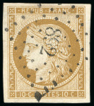 Stamp of France » Type Cérès de 1849-1850 1849, Cérès non dentelé 10 centimes bistre-jaune,