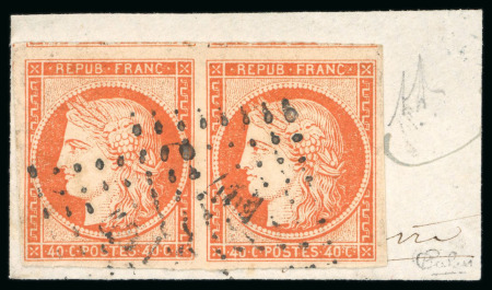 Stamp of France » Type Cérès de 1849-1850 1850, Cérès non dentelé 40 centimes orange, Y&T