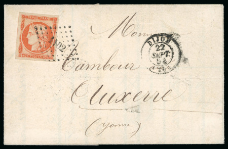 Stamp of France » Type Cérès de 1849-1850 1850, Cérès non dentelé 40 centimes orange, Y&T