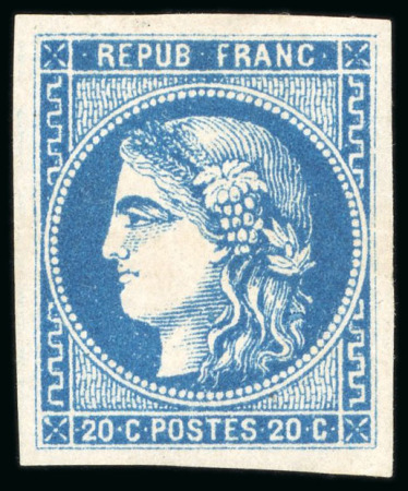 Stamp of France » Emission de Bordeaux 1870 1870, Émission de Bordeaux 20 centimes bleu foncé,