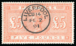 Stamp of Great Britain 1867-83, £5 orange on white paper, DK, used