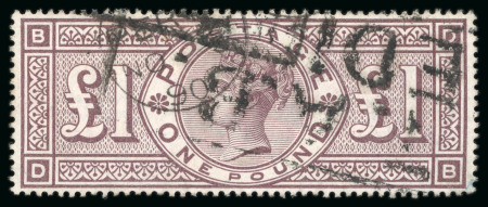 Stamp of Great Britain 1884, £1 brown-lilac DB, wmk Crowns, used