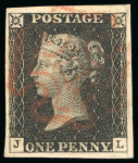 Stamp of Great Britain 1840, 1d black pl.3 JL used, with fine to very large margins