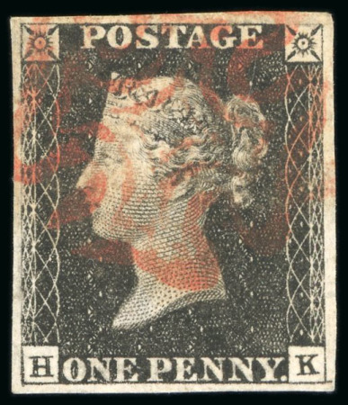 Stamp of Great Britain 1840, 1d grey-black pl.4 HK used, with fine to good margins