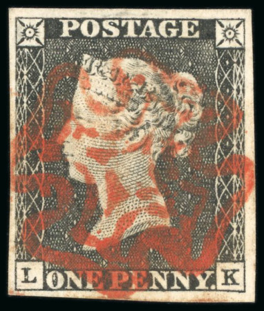Stamp of Great Britain 1840, 1d grey-black pl.1a LK used, with fine to very good margins
