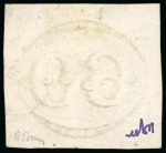 Stamp of Brazil 1843, 60r black, worn impression, used at Pernambuco