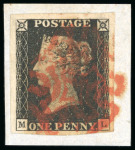 Stamp of Great Britain 1840, 1d black pl.1b ML used, with good to large margins