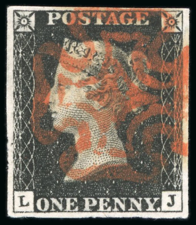 Stamp of Great Britain 1840, 1d black pl.4 LJ used, with fine to good margins