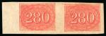 Stamp of Brazil 1854-61, 280r red, a magnificent marginal pair from
