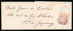 Stamp of Brazil 1881, "Small Heads", two covers: 50r block of four - single 200r
