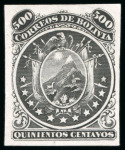 Stamp of Bolivia 1868-69, 500c black, eleven stars, imperforate plate