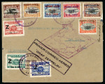 Stamp of Bolivia 1930 Zeppelin Pan-American Flight. 14 May cover with Zeppelin sets of three and six (defective)