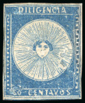 Stamp of Uruguay 1856, "Diligencia" group of four unused stamps