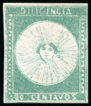 Stamp of Uruguay 1856, "Diligencia" group of four unused stamps