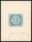 Stamp of Uruguay 1858, 120c blue, "Sperati" colour proof with his signature,