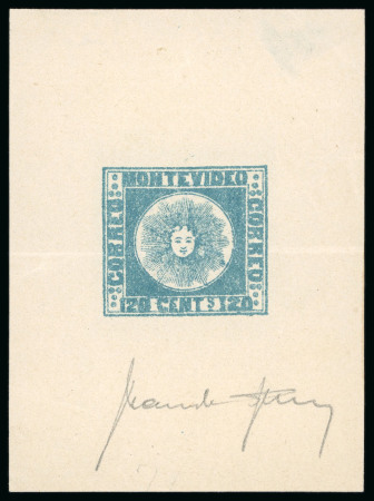 Stamp of Uruguay 1858, 120c blue, "Sperati" colour proof with his signature,
