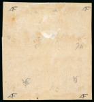 Stamp of Uruguay 1866, 20c on 6c, well-margined block of four with original