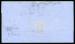 Stamp of Uruguay 1864, 10c ochre, on cover tied by "sunburst over ribbon"
