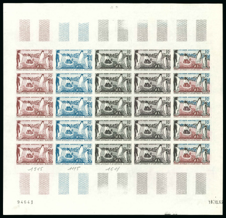 Stamp of Colonies françaises » TAAF 1963, 50 francs Manchots Adélie, Y&T PA 5, feuille
