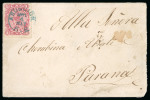 Stamp of Paraguay 1870, 1r rose, clear to mostly large margins, on cover