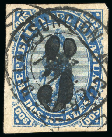 Stamp of Paraguay 1878, 5c on 2r blue, black surcharge, used