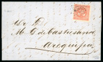 Stamp of Peru 1858, 1p rose-red, a very fresh and large margined
