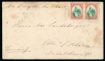 Stamp of Guatemala 1881, 5c red and green, horizontal pair on cover