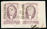 Stamp of Mexico 1856, 8r violet, "Vera Cruz", a very fresh pair showing
