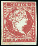 Stamp of Cuba 1855, 3r carmine, mint
