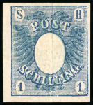 Stamp of German States » Schleswig-Holstein 1850, 1s Prussian blue, two mint examples in different