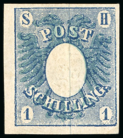 Stamp of German States » Schleswig-Holstein 1850, 1s Prussian blue, two mint examples in different